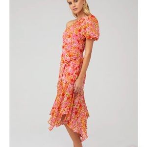 ASTR The Label Santorini One-Shoulder Floral Dress - size M